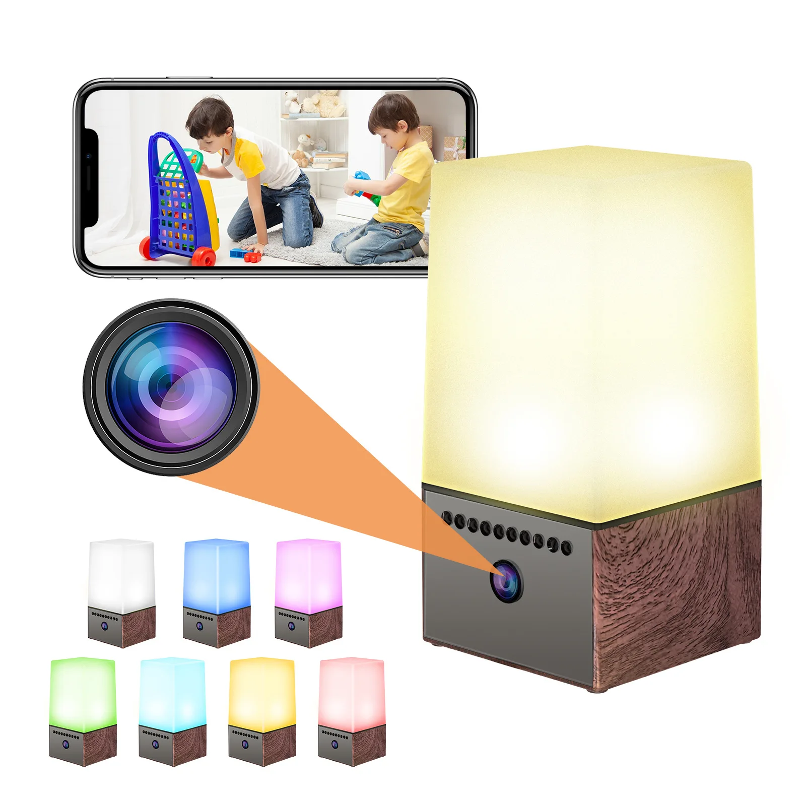 1080P HD Smart Night Light Camera with Two-Way Audio Multi-User Sharing USB Power Supply for Home Security