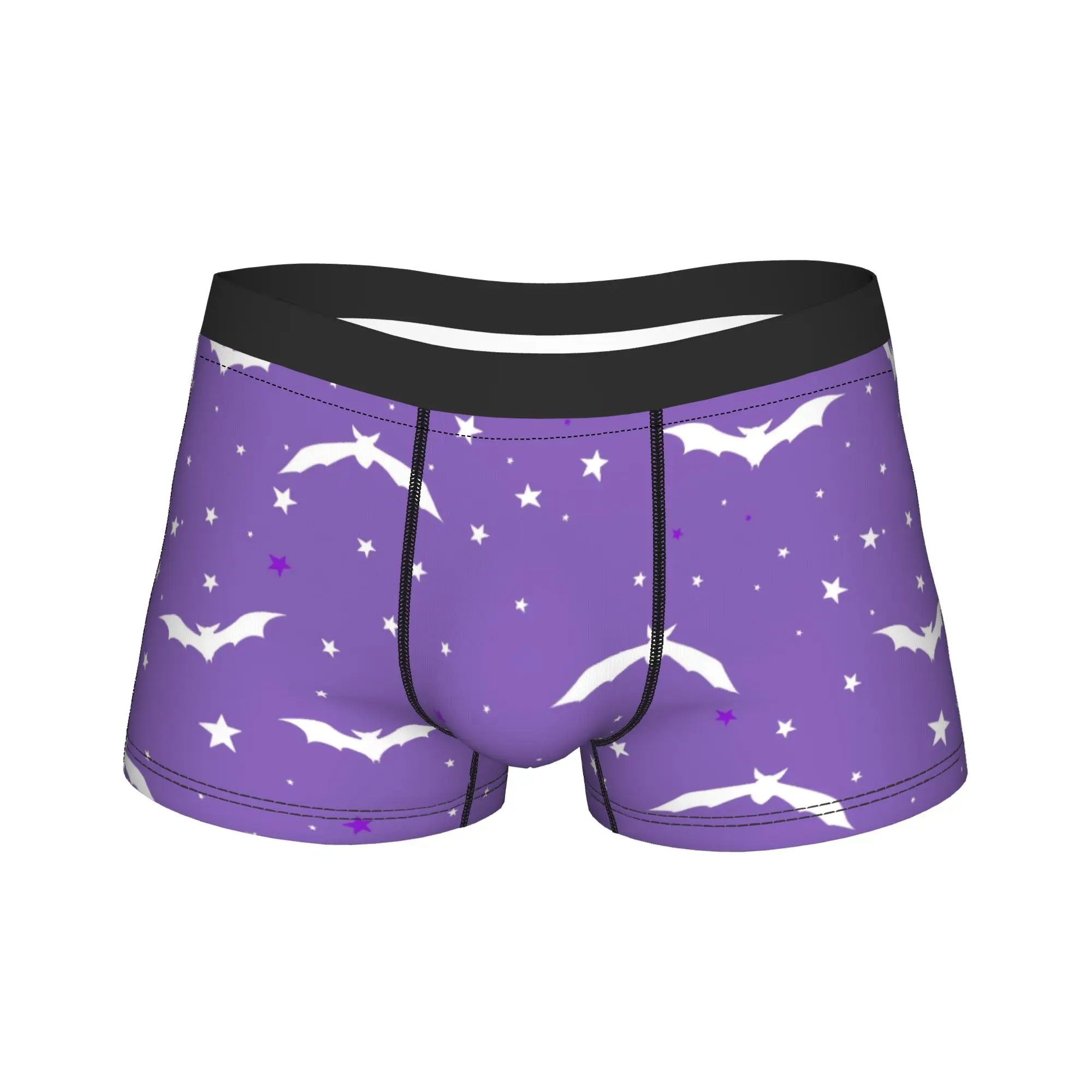 Men Cartoon Bat Halloween Gothic Long Underwear  Funny Boxer Briefs Shorts Panties Male Breathable Underpants M-XXL