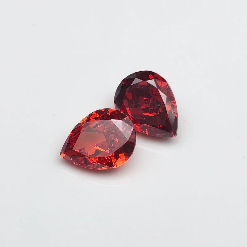 New China Red Pear Crushed Ice Cut Cubic Zirconia High Carbon Lab Diamond CZ Gemstone 4K Cut 5A+ Quality for Jewelry Making