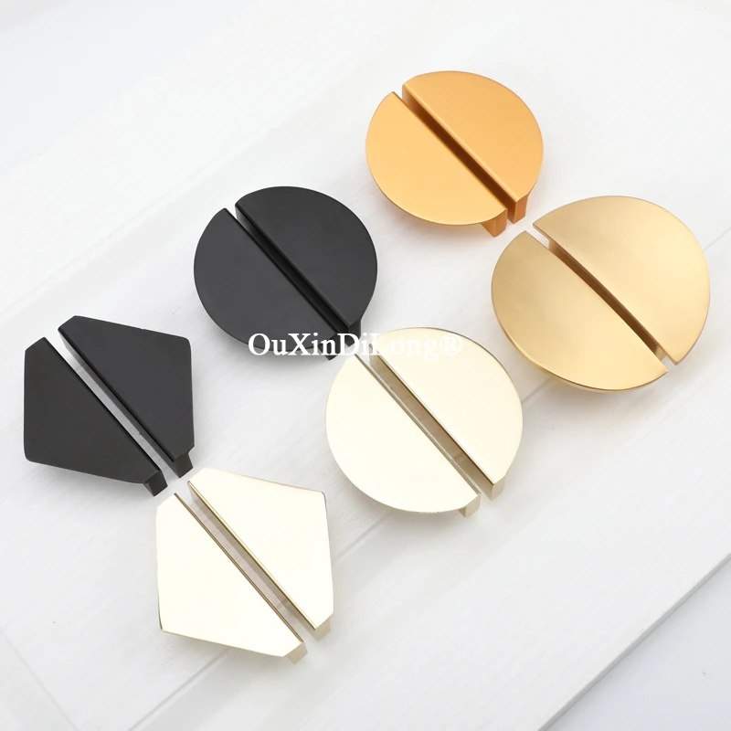 Durable 4PCS Space Aluminum Semi-circular Furniture Handles Drawer Pulls Cupboard Wardrobe Dresser Kitchen Shoe TV Cabinet Pulls