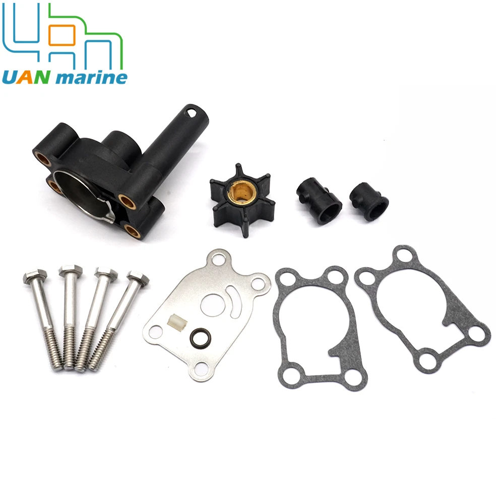 Water Pump Impeller Kit W/Housing For Johnson Evinrude 4 4.5 5 6 7.5 8 HP 1984 1986 2005 Outboard 389844 0396644 396644 18-4529