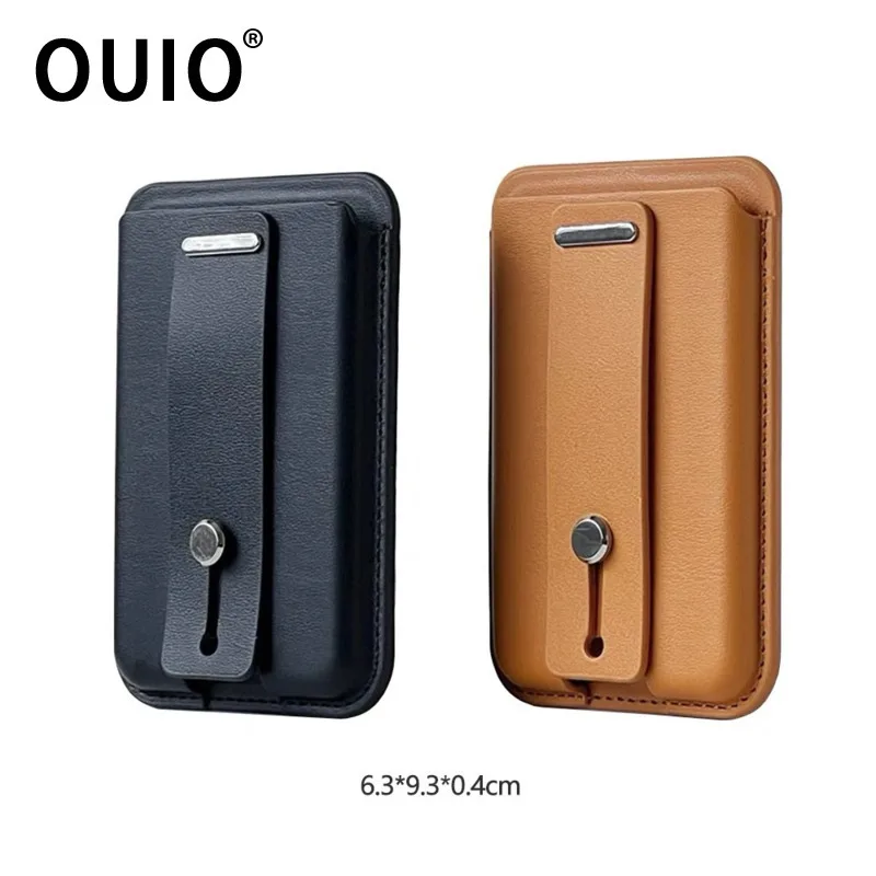 Portefeuille MagSafe OUIO pour téléphone, porte-cartes, poignée sécurisée, étui de portefeuille de téléphone réglable, anti-perte, sécurité pour iPhone 17 16 15 14 13 Series