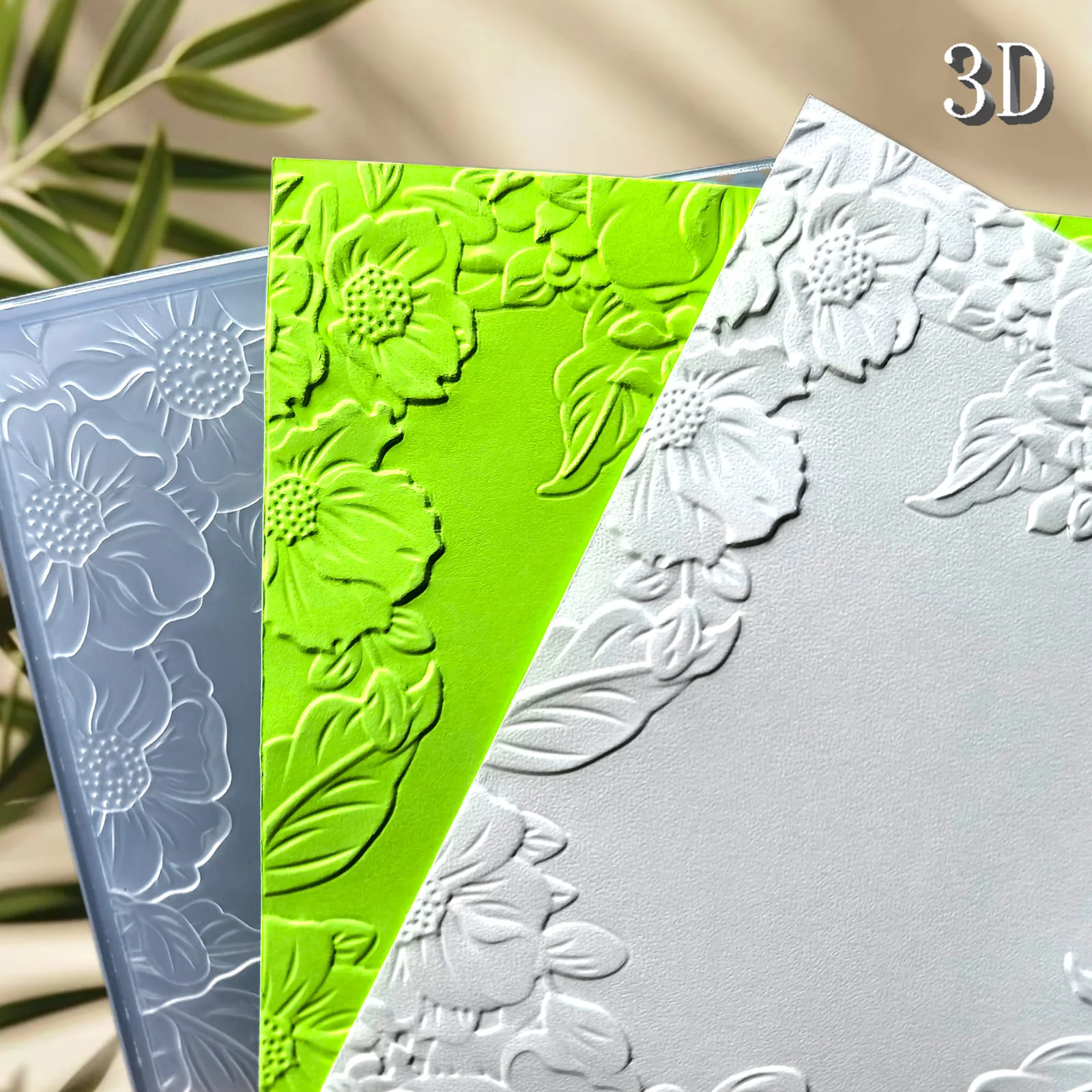 Picture 6: 3D Embossed Folder - Flower Frame White Design Ideal for DIY Card Making and Scrapbook Making, Durable Plastic, Easy to Use to C