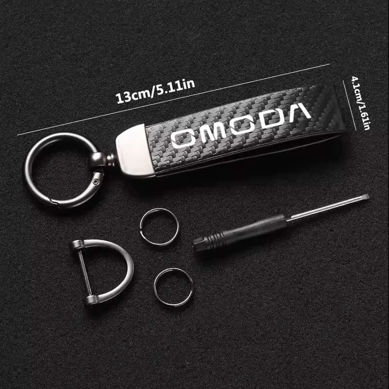 For Chery OMODA 5 S5 O5 E5 C5 PRO PHEV Car Carbon Fiber Leather Keychain Horseshoe Buckle Jewelry Auto Accessories 6