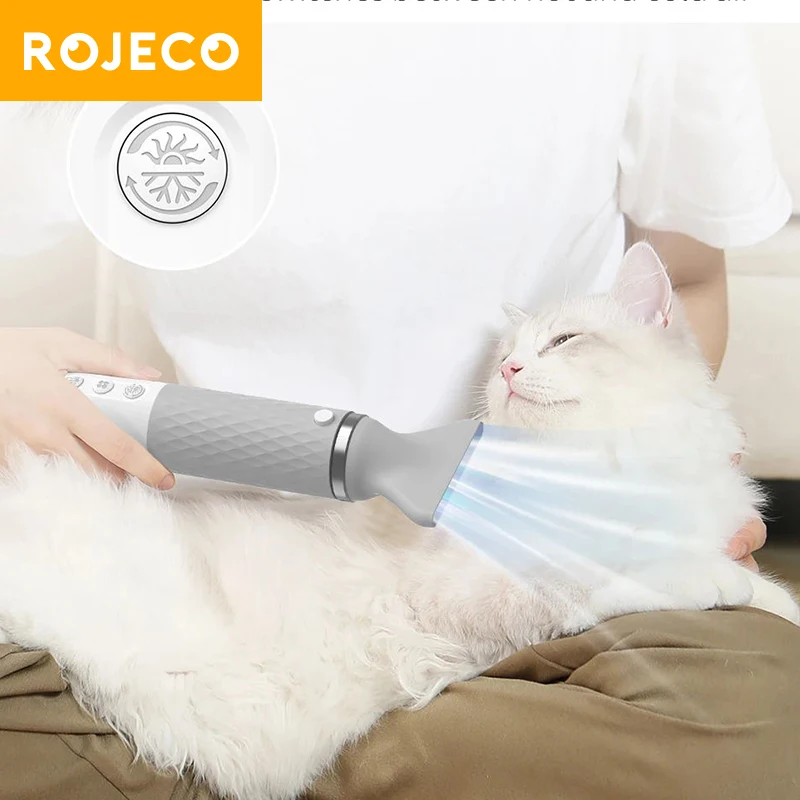 

ROJECO Pet Hair Dryer Grooming Comb Brush For Dogs Cat Smart Control Dog Blow Dryer Portable 2 in 1 Hand-held Mini Pet Blower