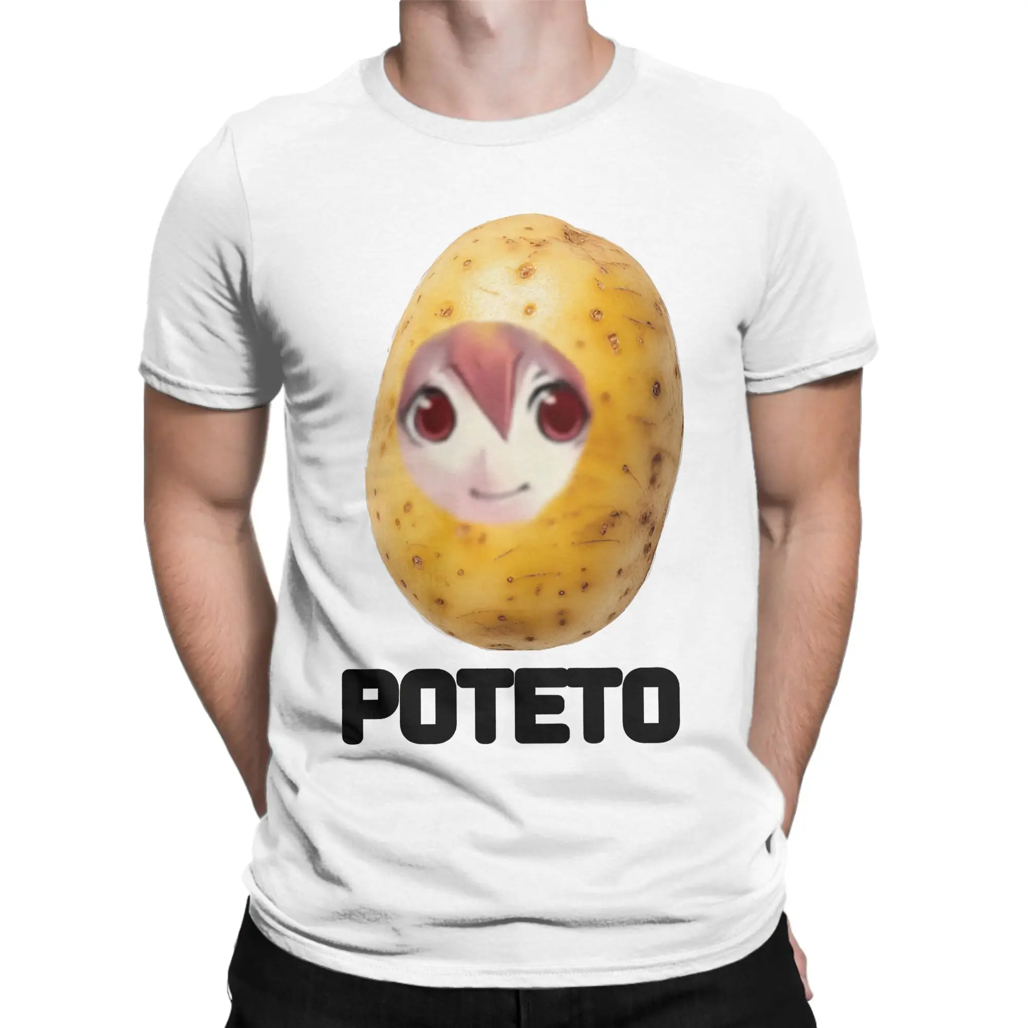 Men's T-Shirt Poteto Creative Kasane Teto Expression Vintage Cotton Tees Short Sleeve Funny Potato T Shirts Clothes New Arrival