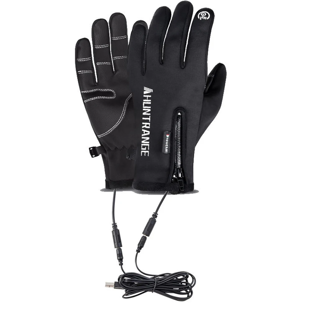 USB Touch Screen Gloves Heating Thermal Gloves Winter Ski Gloves Anti-Slip Electric Hand Warmer for Cycling Driving Hiking Men