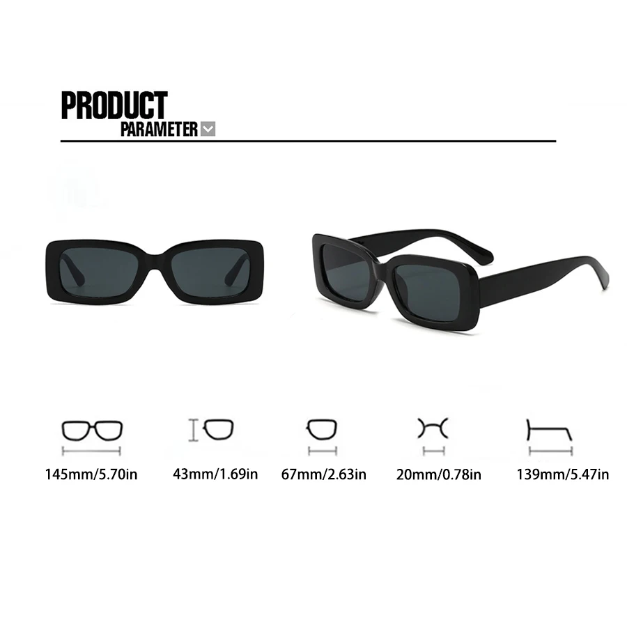 Cool Square Frame SunGlasses, Simple Black Fashion Glasses For Men Women Daily Outdoor Party Decors, Ideal choice for Gifts