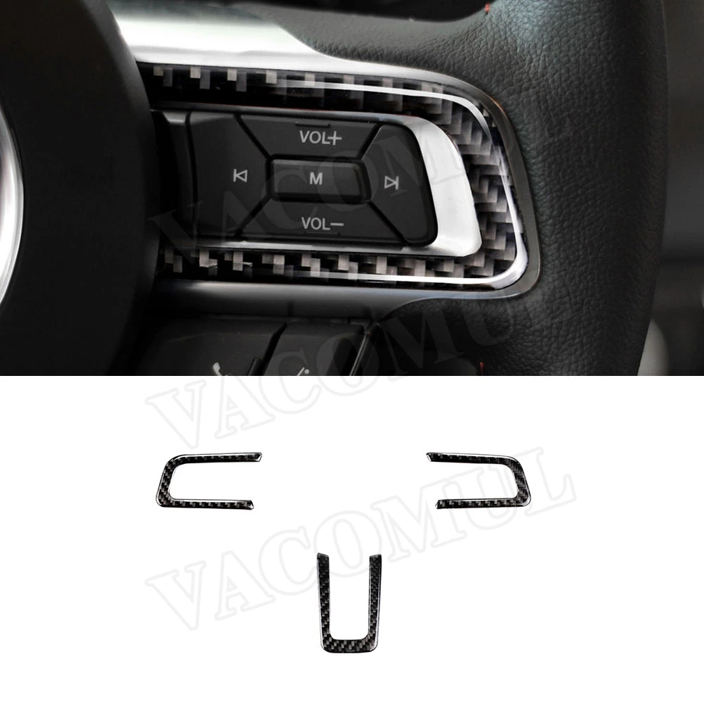 

Carbon Fiber Interior Trims Car Steering Wheel Key Button Frame Trim Mouldings For Ford Mustang 2015 -2019