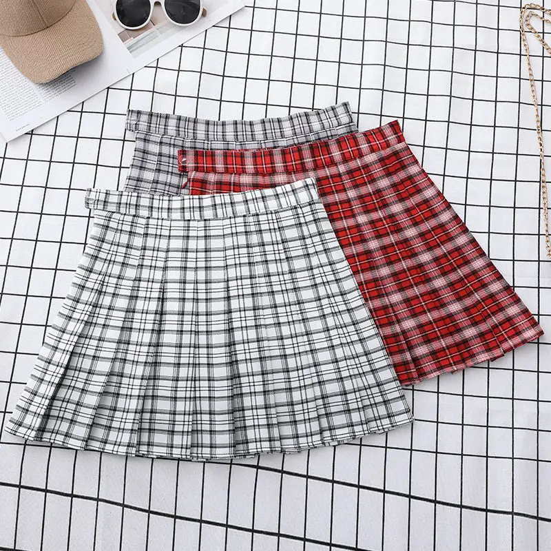 

Plaid Pleated Skirt Women's Clothes Korean Style Y2k Girls School Ropa Dama Summe Faldas Cortas Para Mujer A Line Mini Skirts