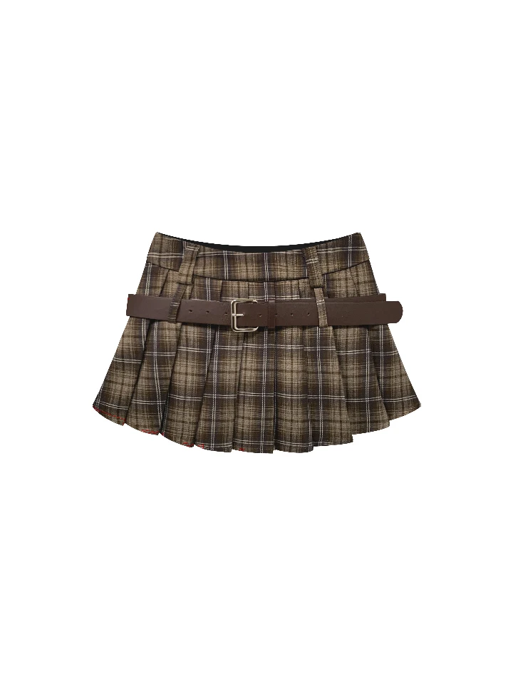 

Low Waist Plaid Skirt Women's Summer Faion Retro Sle Cotton Polyester Blend A-Line Skirts Ultra ort Skirts