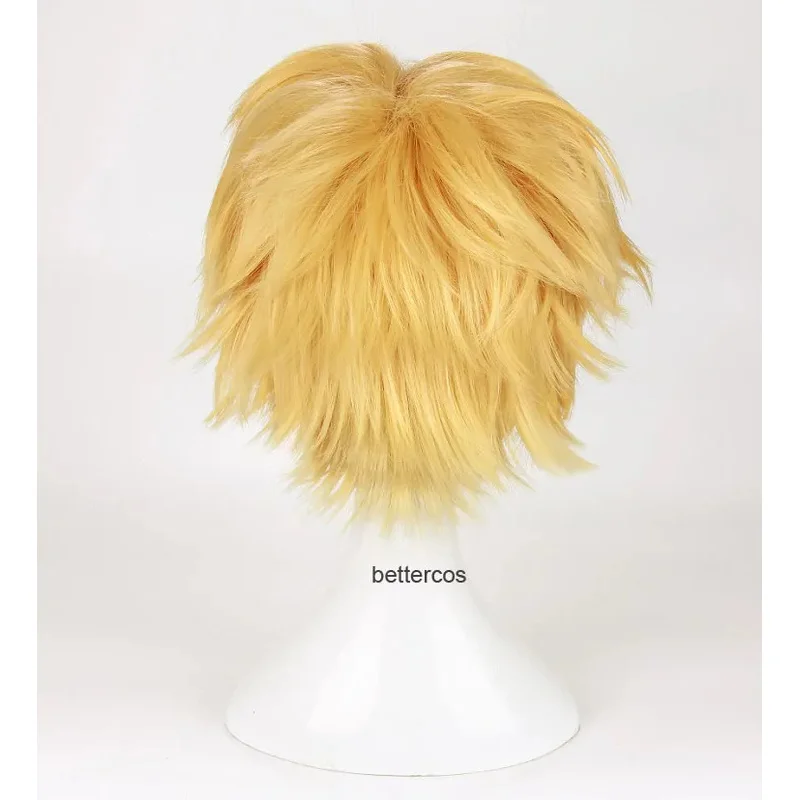 2025 22 Parrucche cosplay Adrien / Cat Noir di alta qualità Capelli sintetici corti biondi dorati resistenti al calore + cappuccio per parrucca