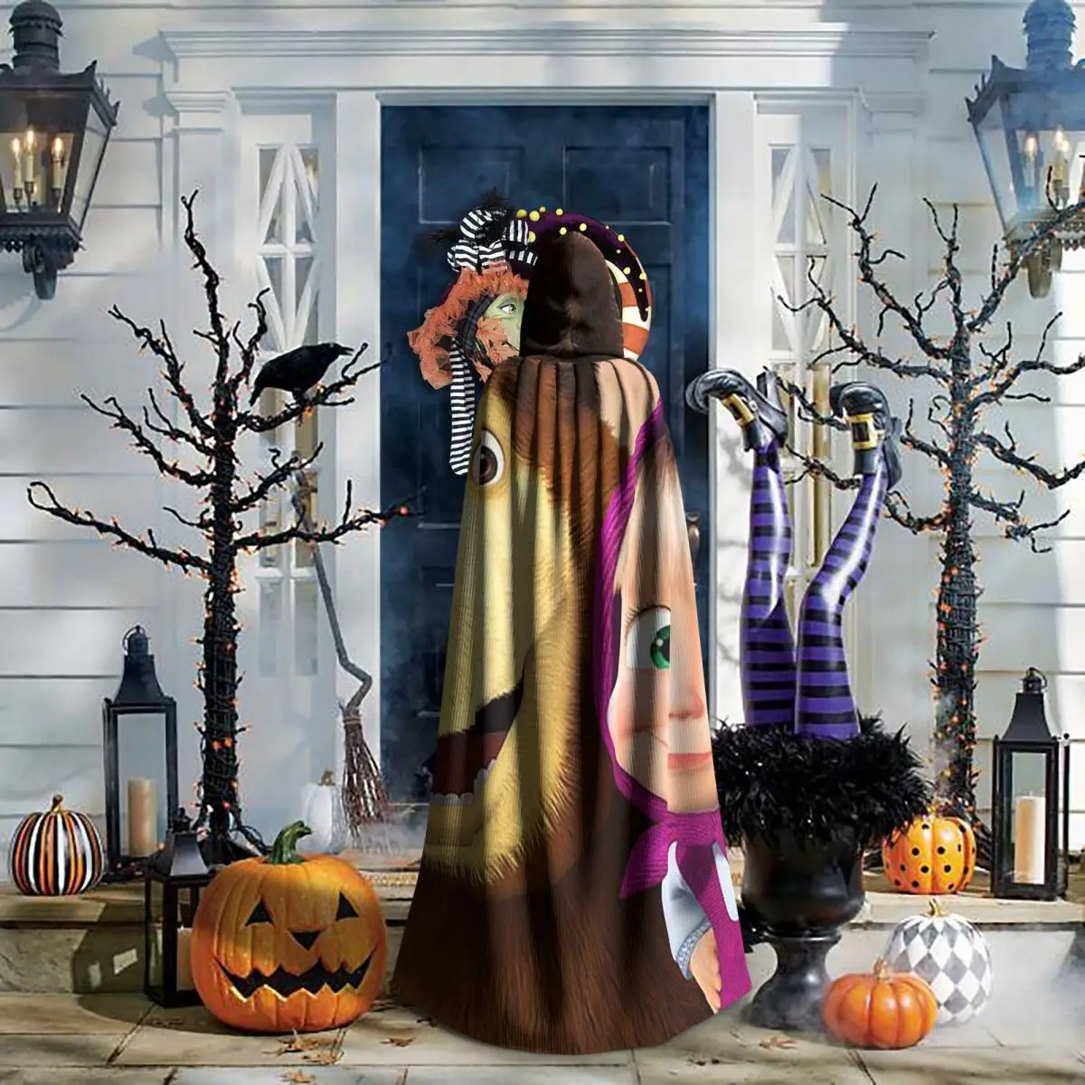 

Длинный плащ с капюшоном в стиле мультфильма «Маша и Медведи», средневековый костюм ведьмы, накидка для косплея, для Хэллоуина, для взрослых, унисекс