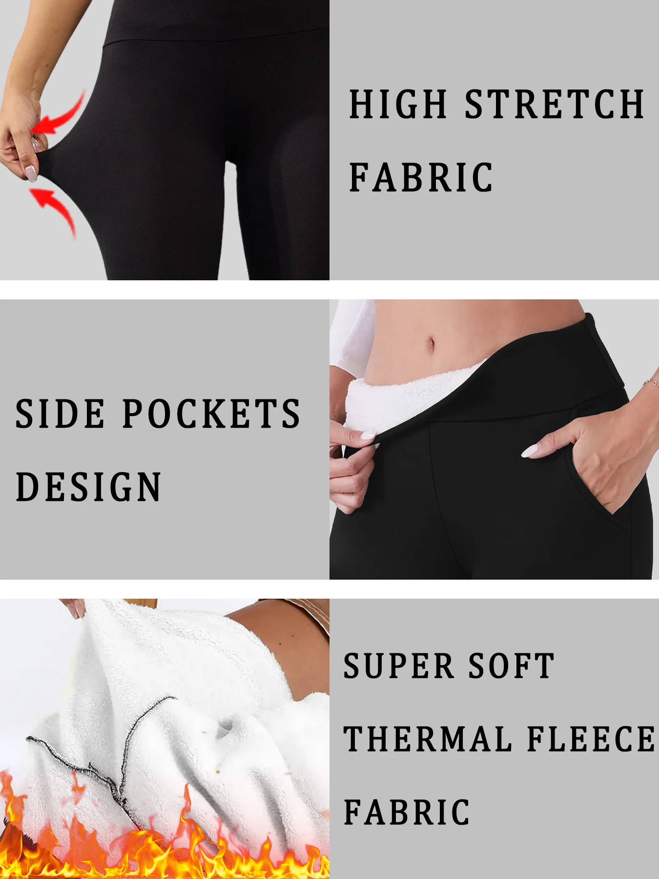 กางเกงเลกกิ้งบุขนหนาสำหรับผู้หญิง เอวสูง มีกระเป๋า กางเกงกันหนาว เหมาะสำหรับโยคะ วิ่ง และออกกำลังกายกลางแจ้งในฤดูหนาว