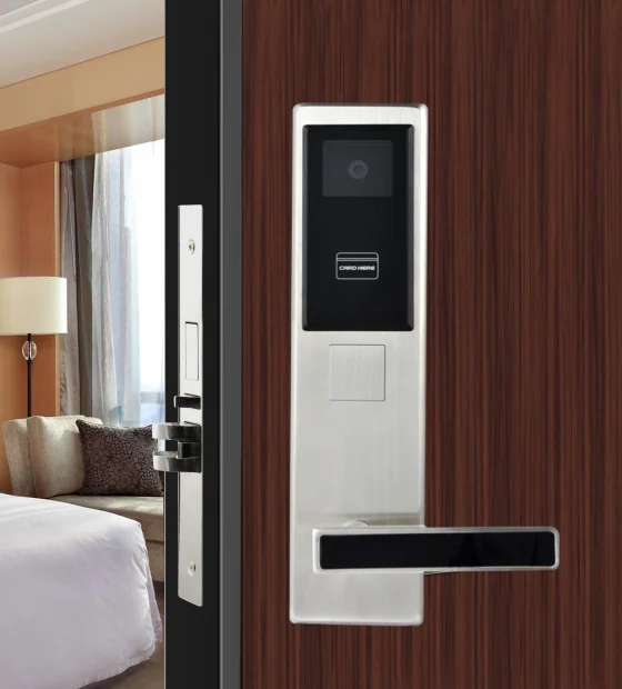 Porta mobile lucida per app con serratura per hotel in acciaio inossidabile certificata CE e FCC con scanner QR Code per hotel