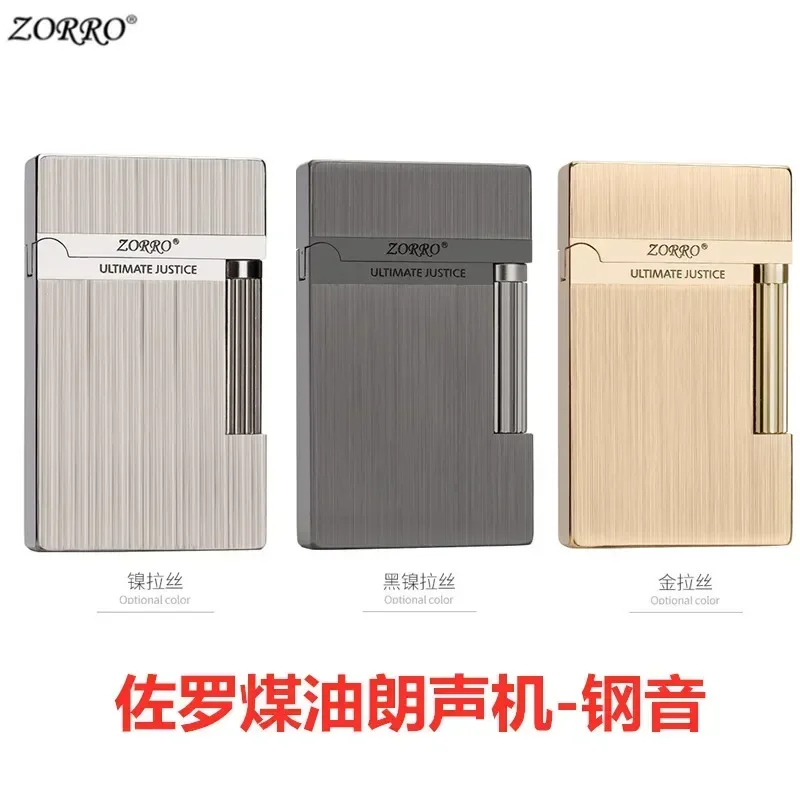 ZORRO612 Accendino a cherosene con suono forte, suono in acciaio nitido, accensione con mola a scorrimento laterale, regalo personalizzato per uomo