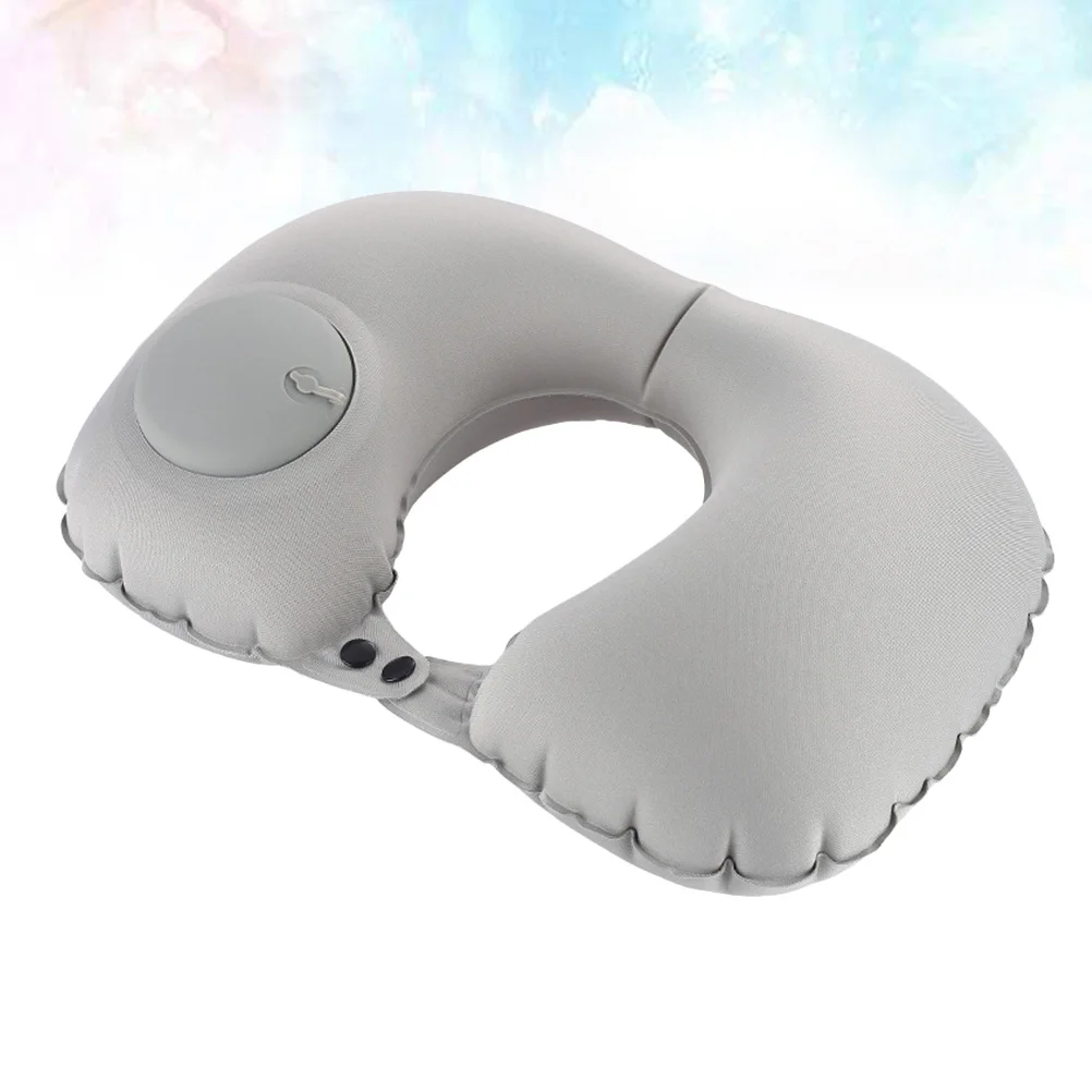وسادة رقبة أوتوماتيكية قابلة للنفخ على شكل حرف U، وسادة سفر خفيفة الوزن باللون الرمادي للسيارة والطائرة والحافلة والمكتب تستخدم وسادة دعم الرقبة #2