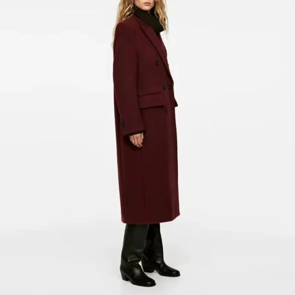 TWOTWINSTYLE Solid Spliced Button Loose Long Blazers For Women Lapel Long Sleeve Minimalist Patchwork Pockets Female Clothes New