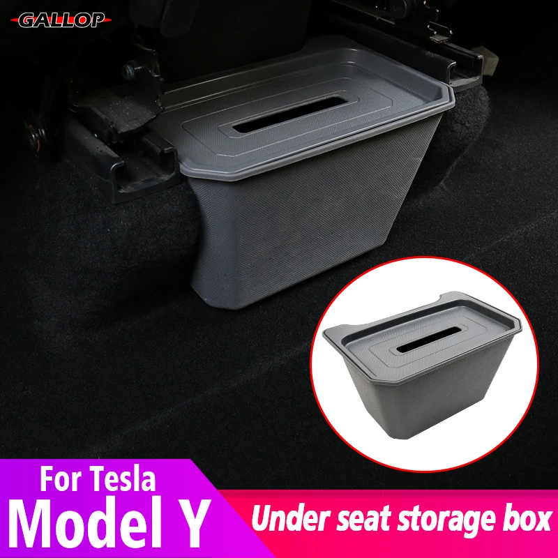 For Tesla 2022 Model Y Car Rear Seat Lower TPE Soft Silica Gel Storage Box Hide Storage Organizer Interior Decoration Accessorie