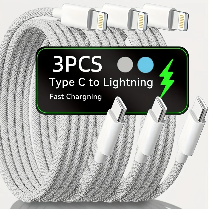 Schnellladendes USB-C-auf-Lightning-Kabel, Typ-C für iPhone-Ladekabel, kompatibel mit iPhone 14 13 12 11 Pro Max XR