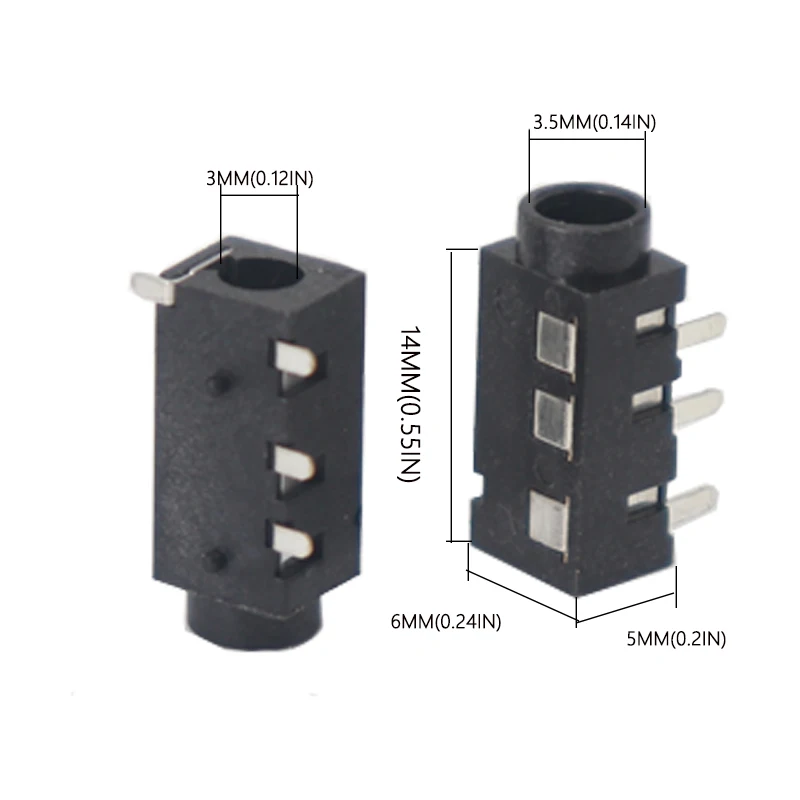 【100-30PCS】3.5 MM Audio Jack Connector Through Holes PCB Horizontal 4 Contact 4 Conductor Right Angle