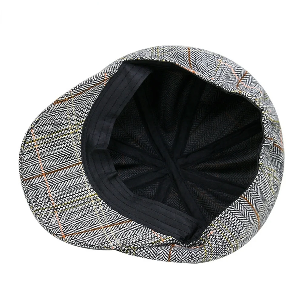 NEWSBOY Cap For Men Herringbone Khaki Women British Style Beret Spring Octagonal Vintage Adjustable Checkered Hats And Caps