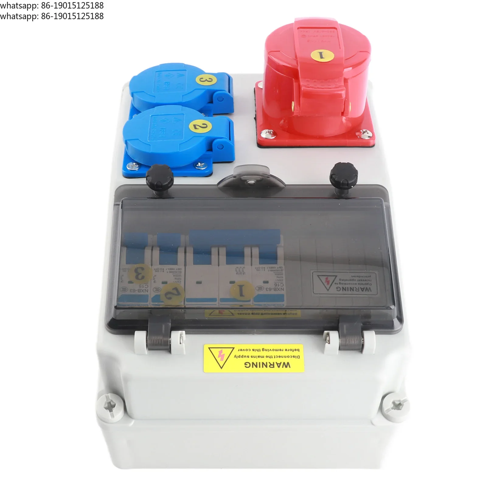 Power Distributor, C16 Multifunctional Portable Socket Box, Circuit Breaker 2 220-250V16A for Construction Sites