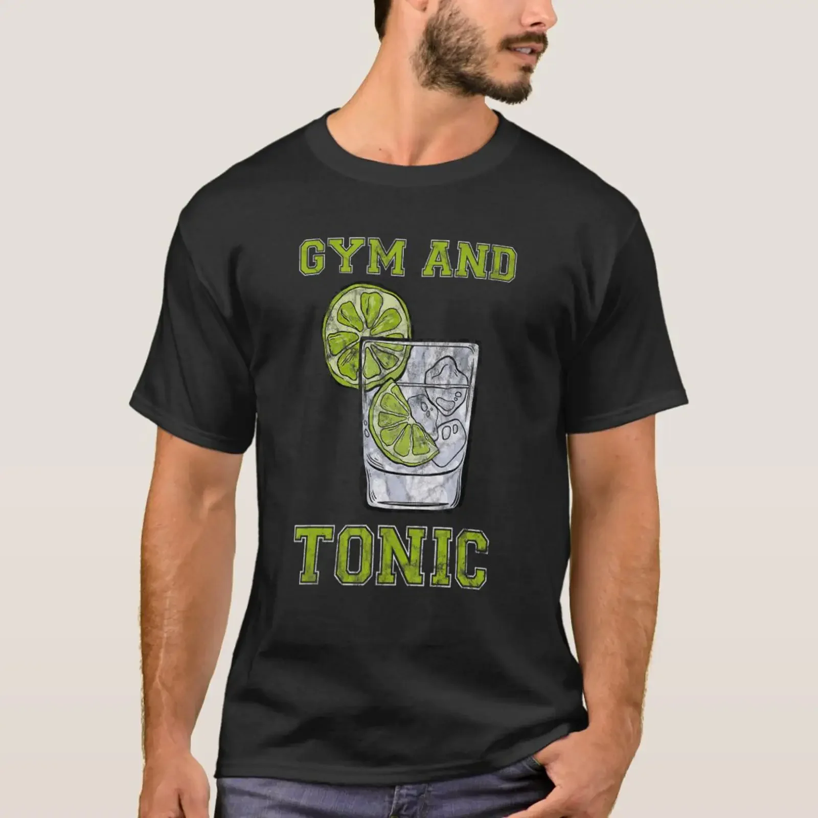 Gym And Tonic Gin Booze Bar T Shirt vintage Washed designer clothes Comfortable Breathable Unisex Stretched Versatile fashion