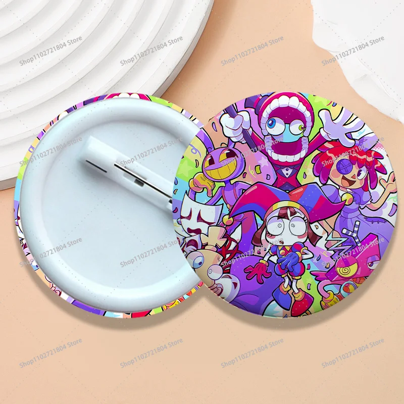 The Amazing Digital Circus 58mm Round Badge for Backpack Clothing Anime Cartoon Fashion Badges Students Decorative Badge Gifts view 4