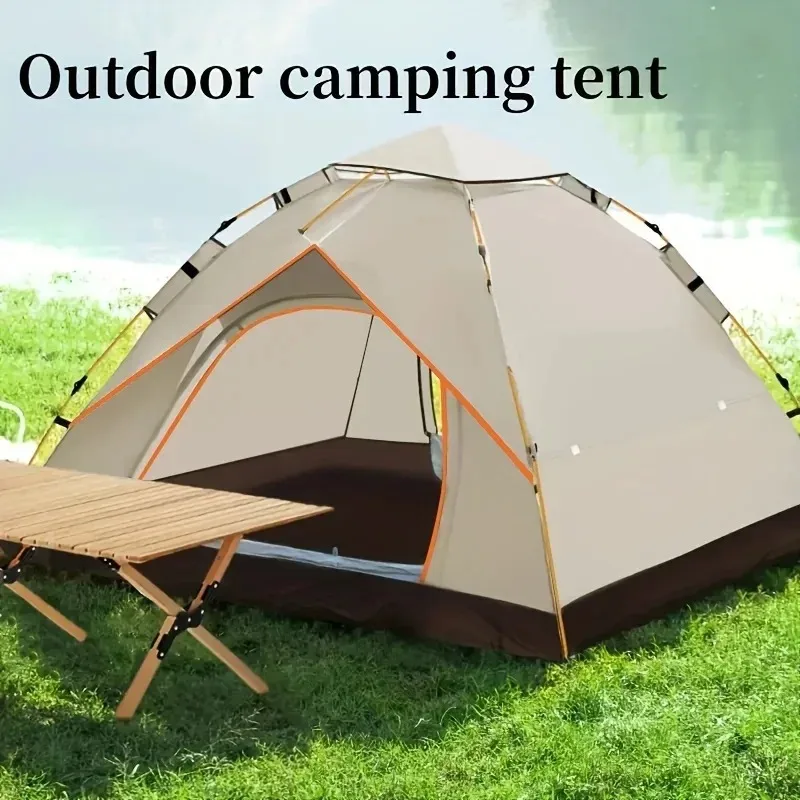 Triangle-Shaped Waterproof Outdoor Tent - Durable Polyester, Easy Setup, Double Layer Protection, Dual Doors, Hydrophobic Fabric