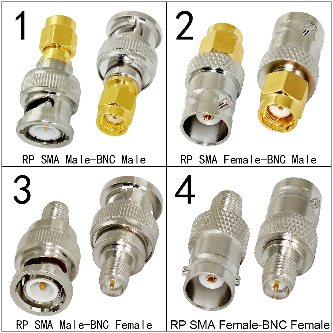 NEW BNC Female to RP-SMA Female Jack Male Plug RF Coax Modem Convertor Connector Straight Goldplated for WIFI