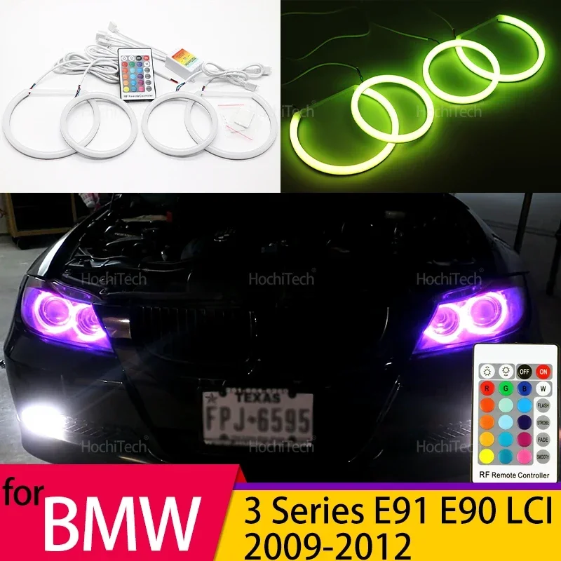 

For BMW 3 Series E91 E90 LCI 09-12 Accessories Cotton RGB Angel Eyes DRL Kit , 16 Colors, 4 Dynamic Modes, Brightness Adjustment
