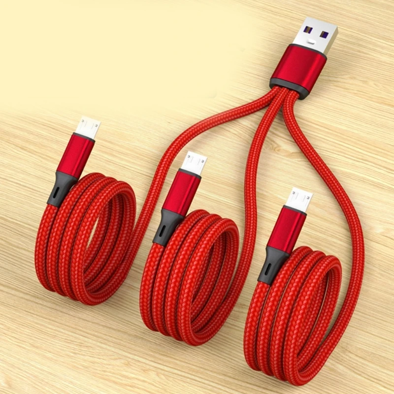 3 in 1 Multiple Charge Cord USB to Dual Type C Micro USB Connector Fast Charging Cable for Cell Phones Tablets and More