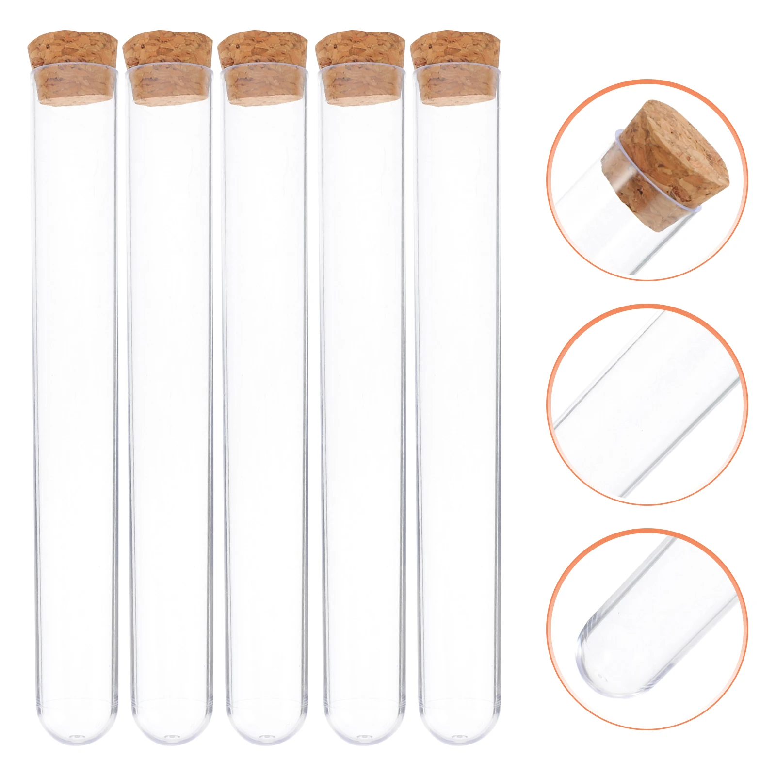 

25 Pcs Tube Tubes Small Clear Vials with Stopper Transparent Storage Caps Wedding