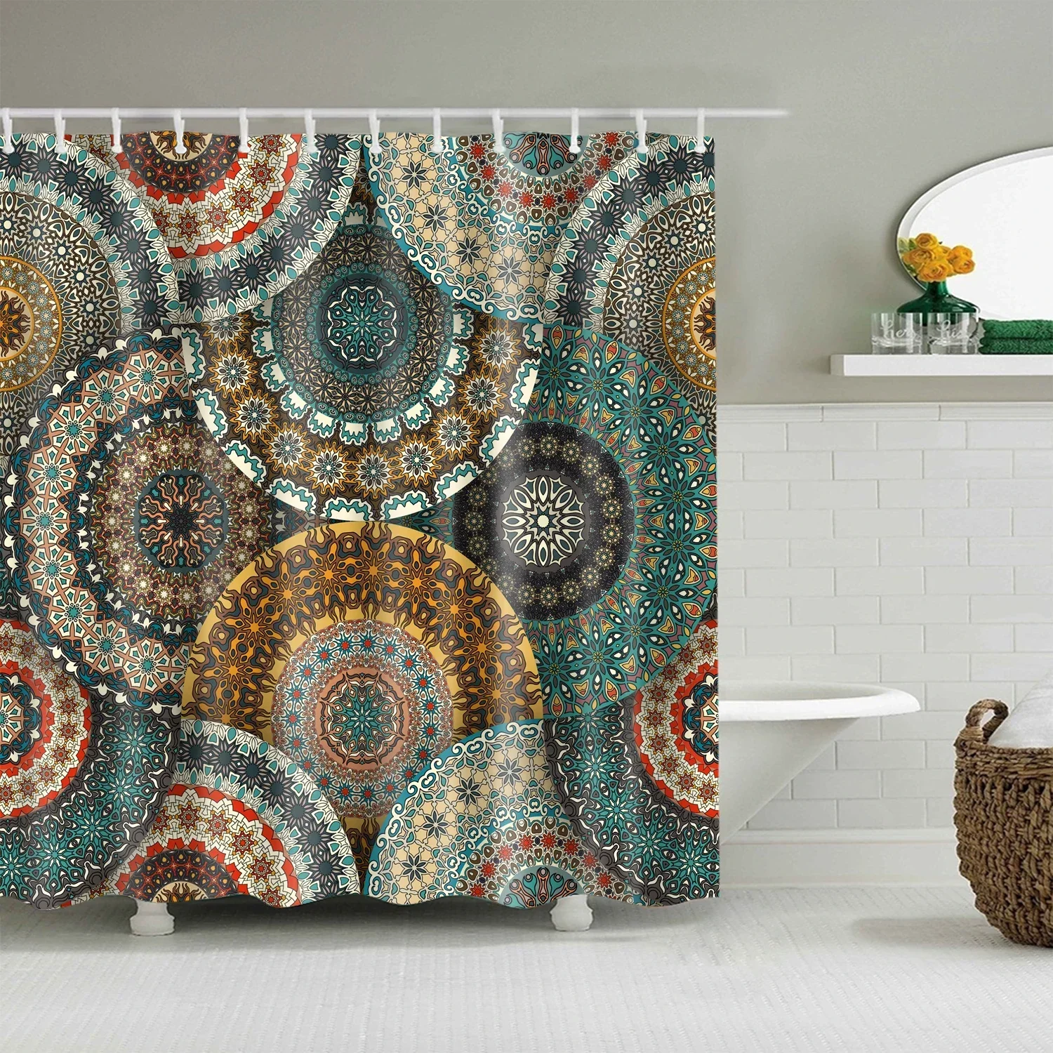 

3D Abstract Geometry Printed Bath Curtains Retro West Cowboy Boots Hat Shower Curtains Bathtub Decor Bathroom Curtains