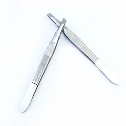 1PCS Eyebrow Hair Tweezers Professional Eyebrow Hair Removal Tweezer Flat Tip Tool Stainless Steel Convenient Small No Rust