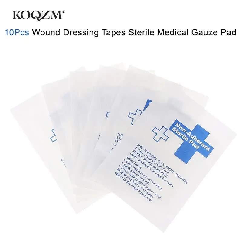 

10pcs Cotton Waterproof Gauze Pad Non-adherent Pad First Aid Kit Wound Dressing Tapes Sterile Medical Gauze Pad