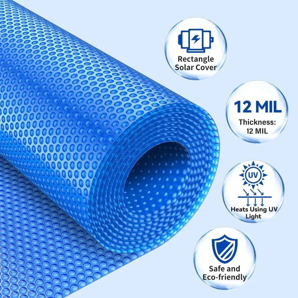 Solar Pool Cover 12Mil Round 18 Foot Solar Blanket for Above-Ground and In-Ground Pools, Swimming Pool, Blue (Round 18 FT)