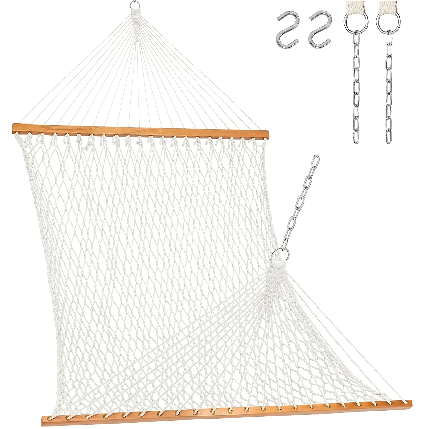 

Rayon Rope Hammock Double Size W/Spreader Bar Pillow for Outdoor Without Stand