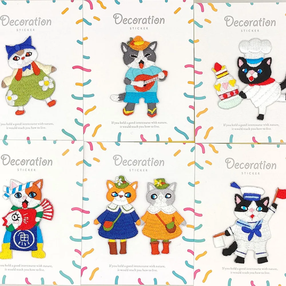 Cartoon Katze Stickerei Patches für Kleidung Kinder Aufbügeln Transfers für Hemd Applikation Scratch Patch DIY Rucksack accesorios swe – Detail 1