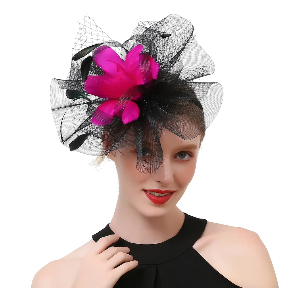 

Bride Hat Hair Clip Headband Fascinators Clips Accessories Women for Mesh Miss Wedding Guests