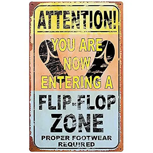 Flip Flops Zone Wall Poster Tin Sign Vintage BBQ Restaurant Dinner Room Cafe Shop Decor