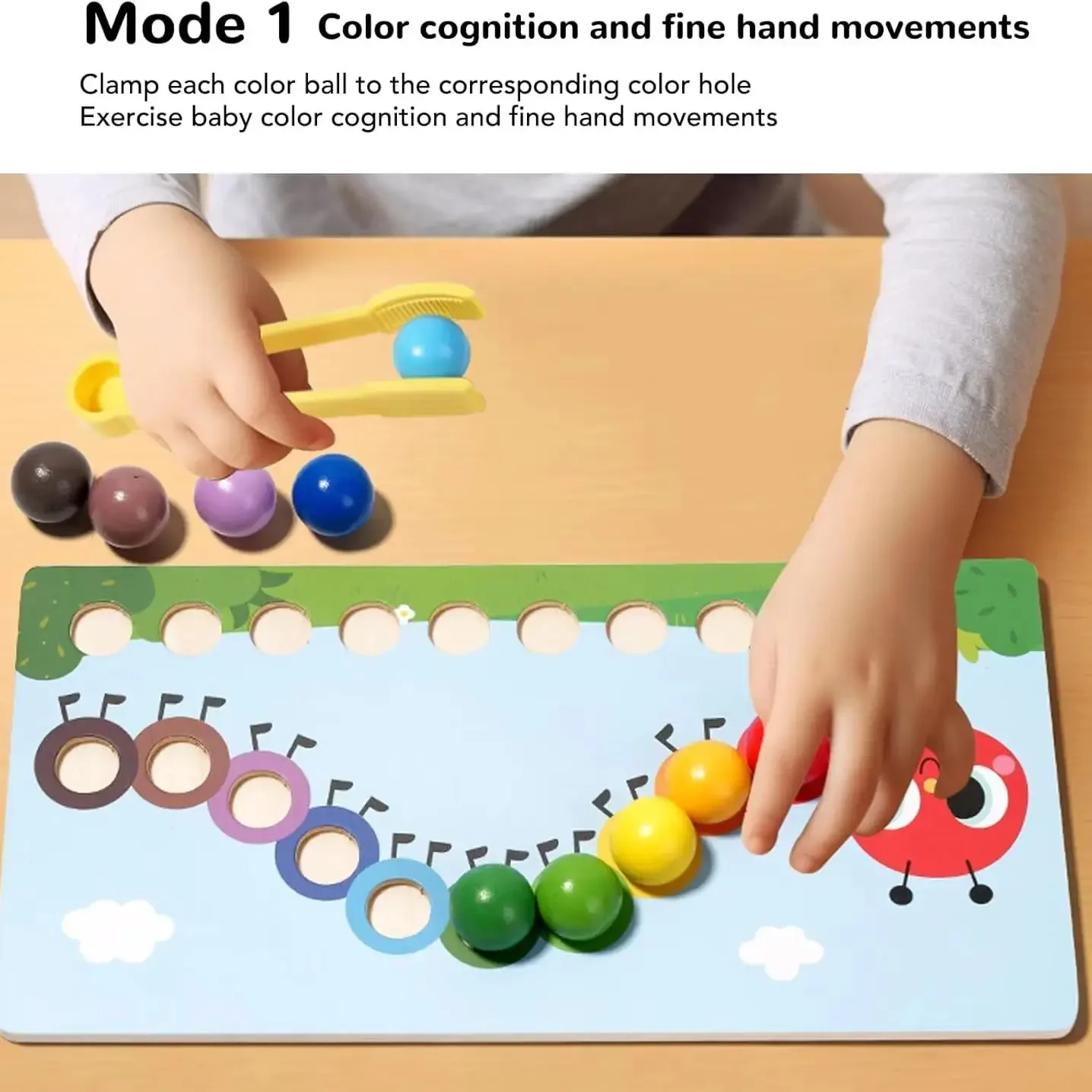 木製クリップビーズおもちゃモンテッソーリ操作早期教育カラーマッチング細かいトレーニングゲーム就学前の子供のため