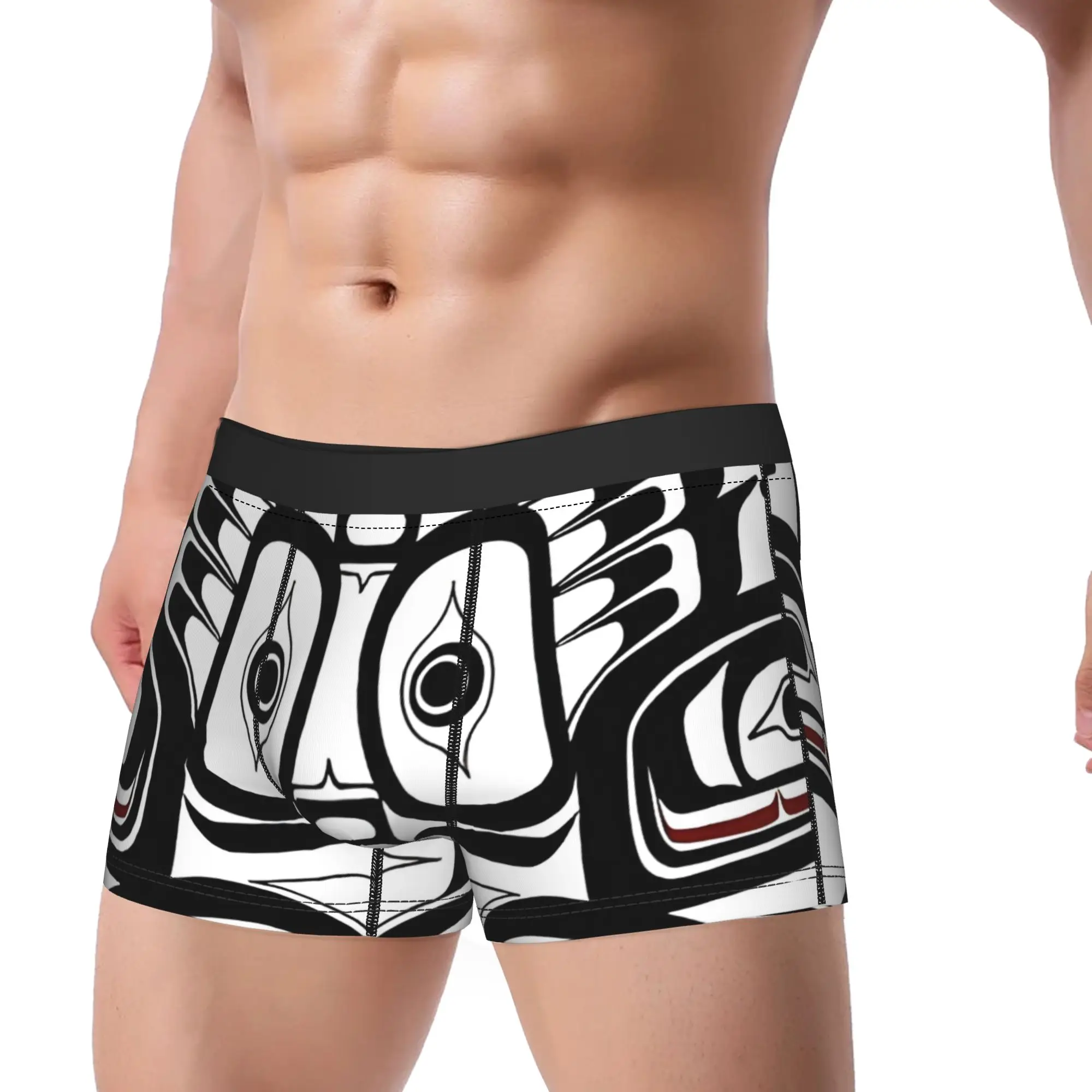 Pacific Northwest Orca Raven Underpants Breathbale Panties Man Underwear Totem Print Shorts Boxer Briefs