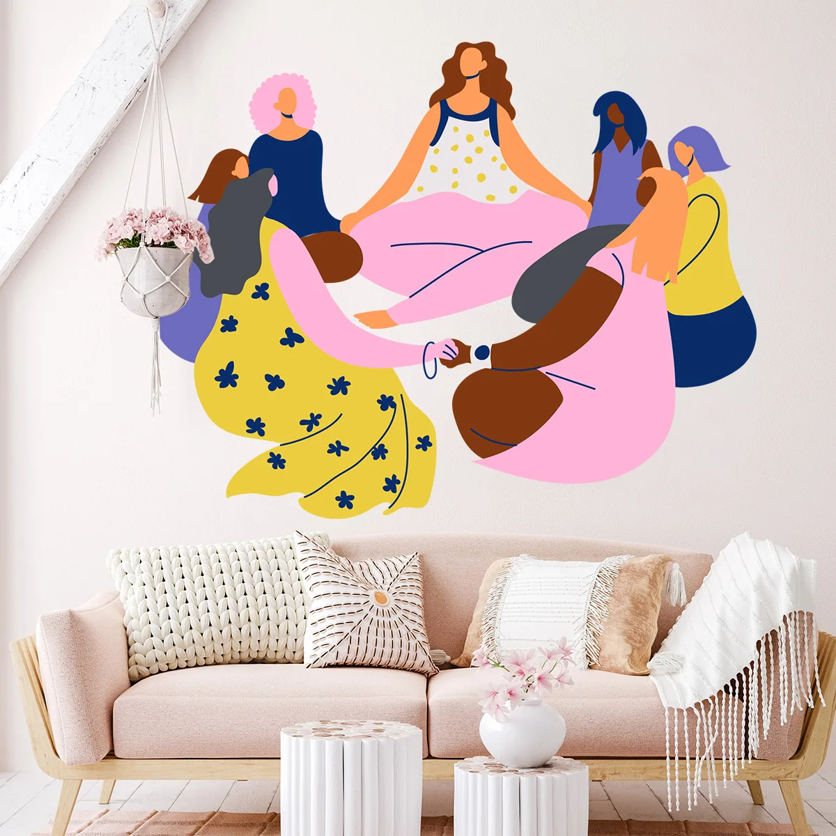 Girls Power-Autocollant mural auto-adhésif pour chambre de fille, stickers muraux, énergie ascendante, unité féminine, chambre à coucher, salon, décoration de la maison