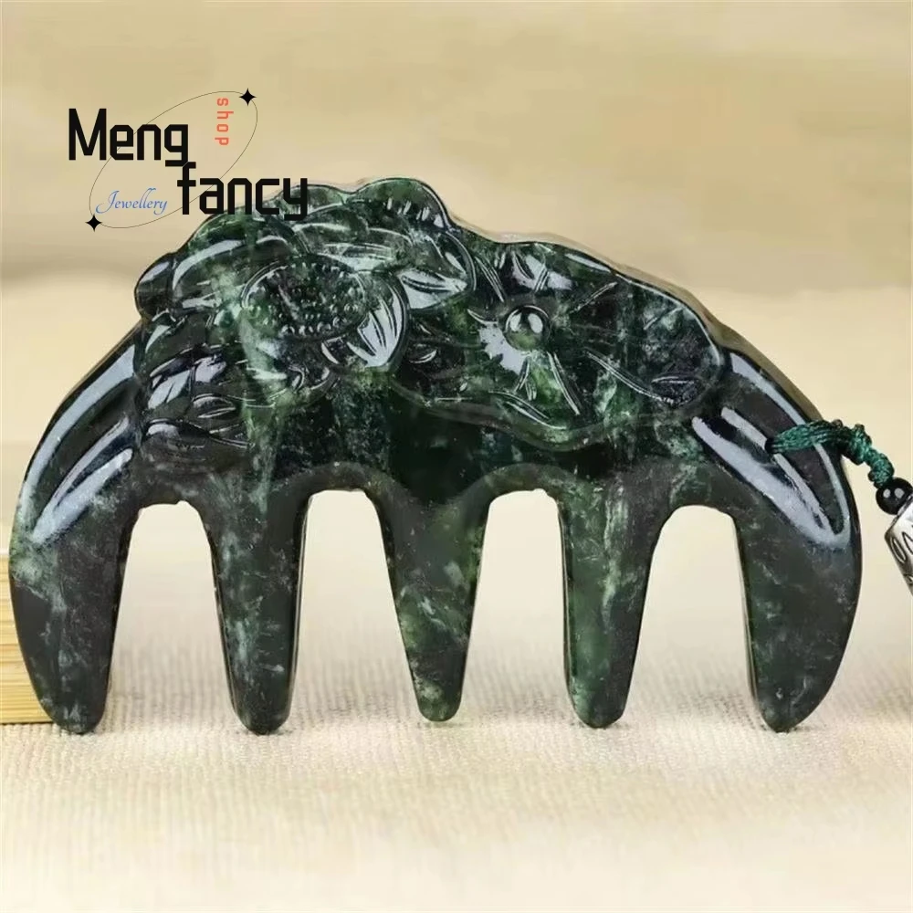 Natural Medicine King Stone Massage Five-tooth Thickened Magnetic Therapy Health Care Jade Comb Exquisite Luxury Fashion Jewelry