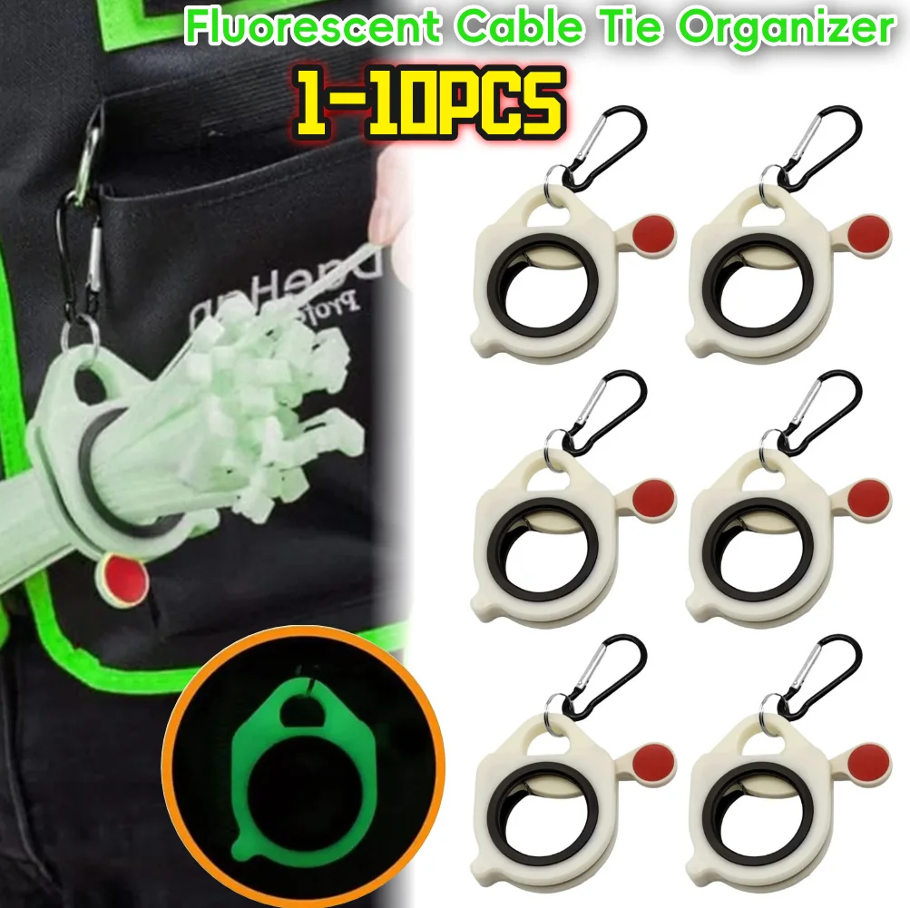 1-10PCS Cable Tie Organizer Reusable Fluorescent Zip Ties Arrangement Multi-Functional Plastic Cable Clamp Wire Ties Keeper