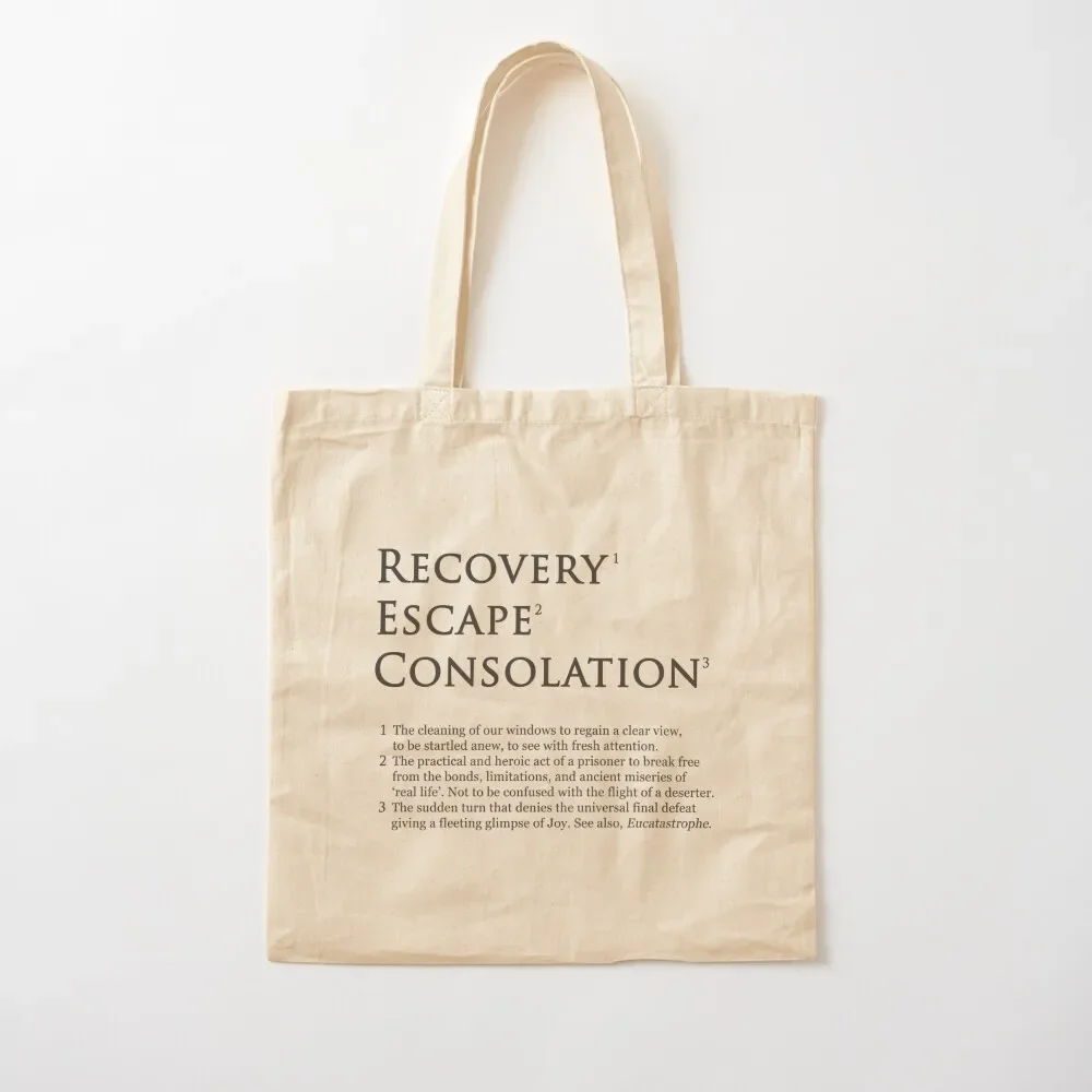 Recovery Escape Consolation Footnotes Tote Bag shopping cart bags women bag cute pouch bag custom fabric