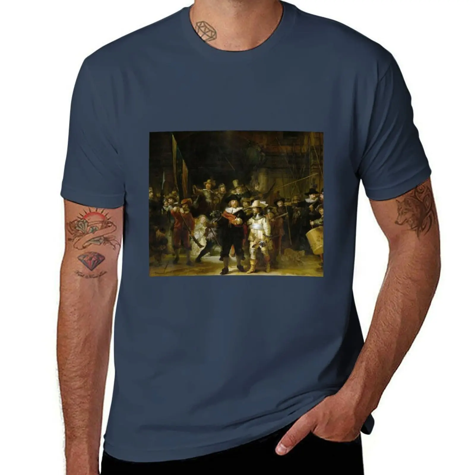

The Night Watch by Rembrandt (1642) T-Shirt man t shirt luxury t shirt men 100% cotton luxury brand T-Shirt