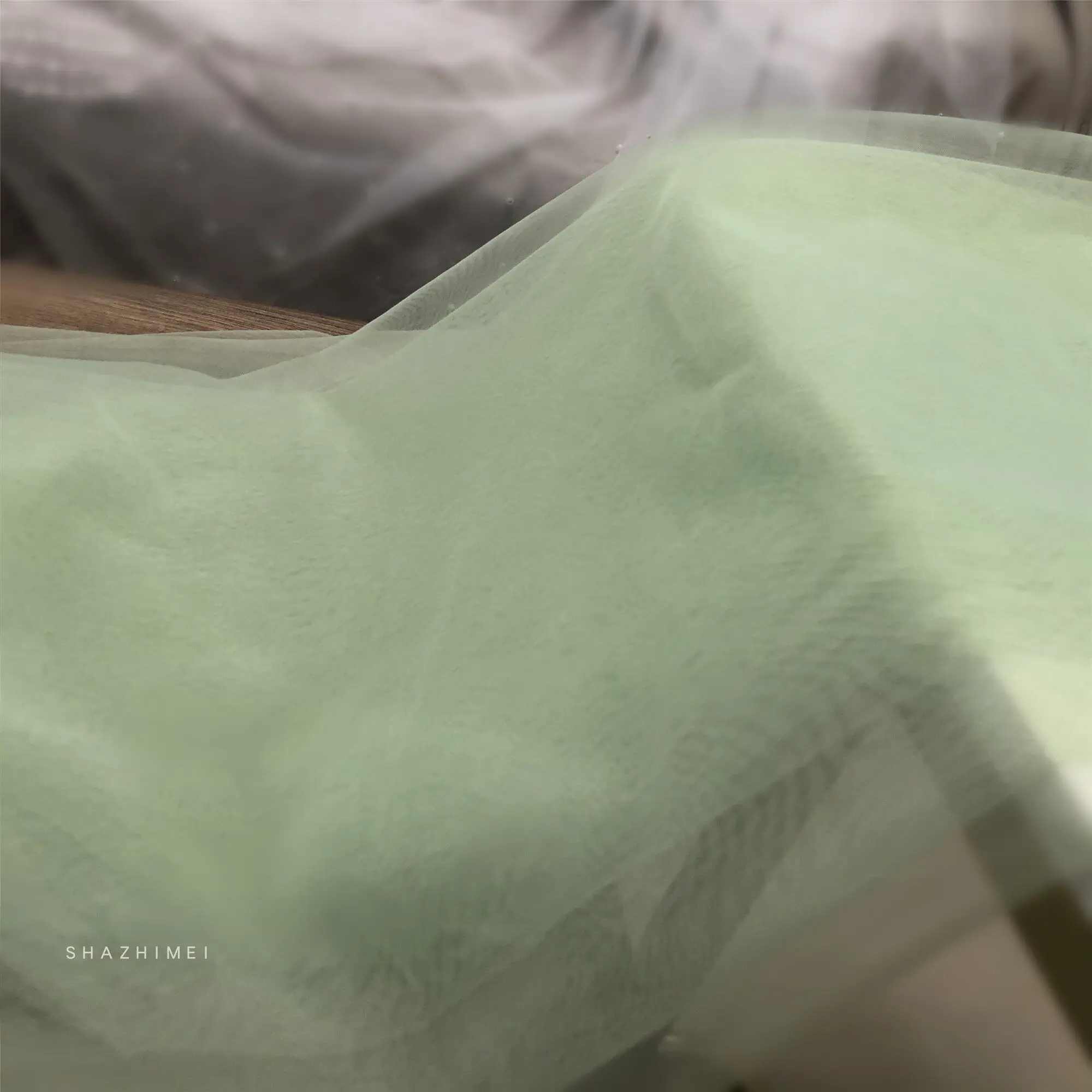 Green Blue Soft Mesh Draping Fabric for Wedding Dress Color Hanfu Scene Layout Gauze Fabric